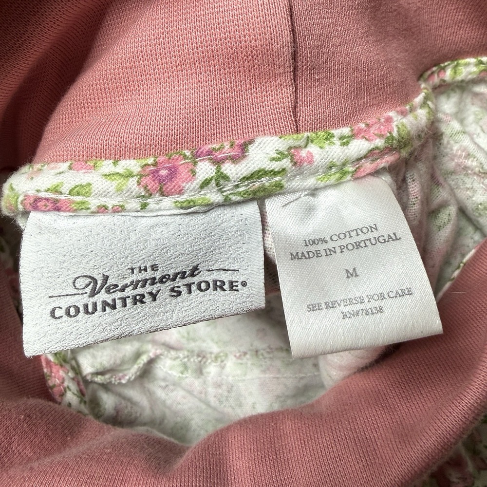 Vermont Country Store Nightgown‎ Sz M Pink Flannel Cotton Turtleneck Cottagecore - Picture 12 of 16